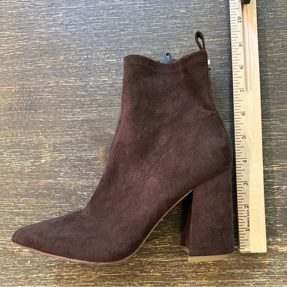 STEVE MADDEN FALONA BROWN FAUX SUEDE BLOCK HEEL ZIP SIDE HEEL GRIP BOOTIE 7.5 - Picture 7 of 9